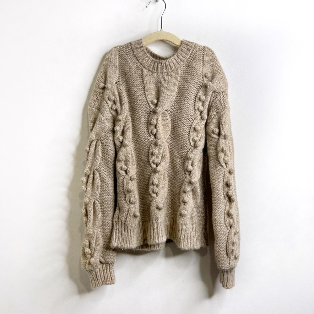The Sunday Collective Alpaca Wool Cable Knit Pom Sweater NWT 8Y